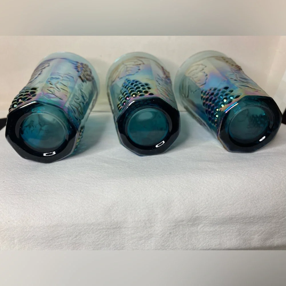 Vintage Indiana Blue Harvest Grape Carnival 3 Glasses - Picture 6 of 10